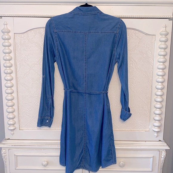 Denim Button dress with tie - Picture 2 of 2